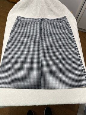 Liz Claiborne Blue/White Gigham A-line 100% Cotton Skirt - Sz 14